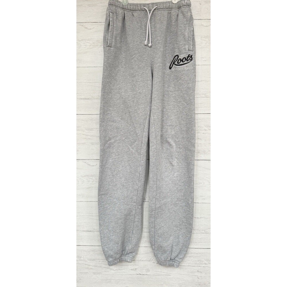 Roots Men's Sweat Pants Athletic Running Athletic Grey Fleece Canada Size XS